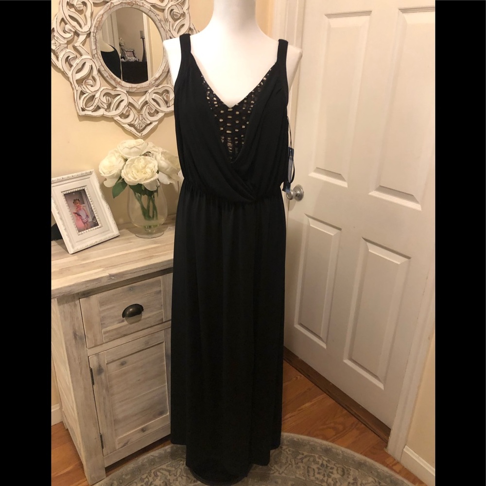 NWT London Times Black Maxi Dress L2165M - Size 4